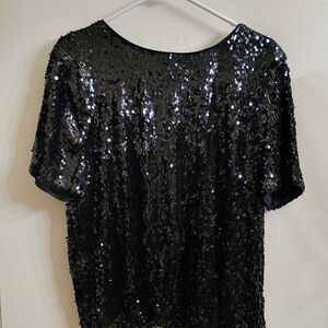 Nine West Black Sequin Blouse